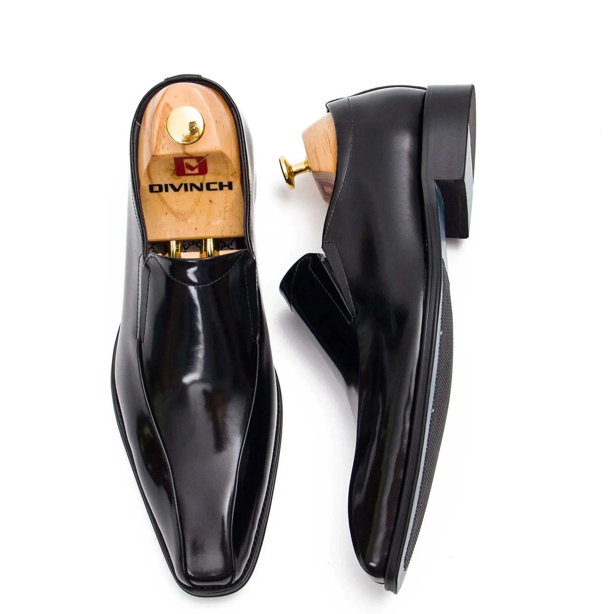 Brown leather loafers men