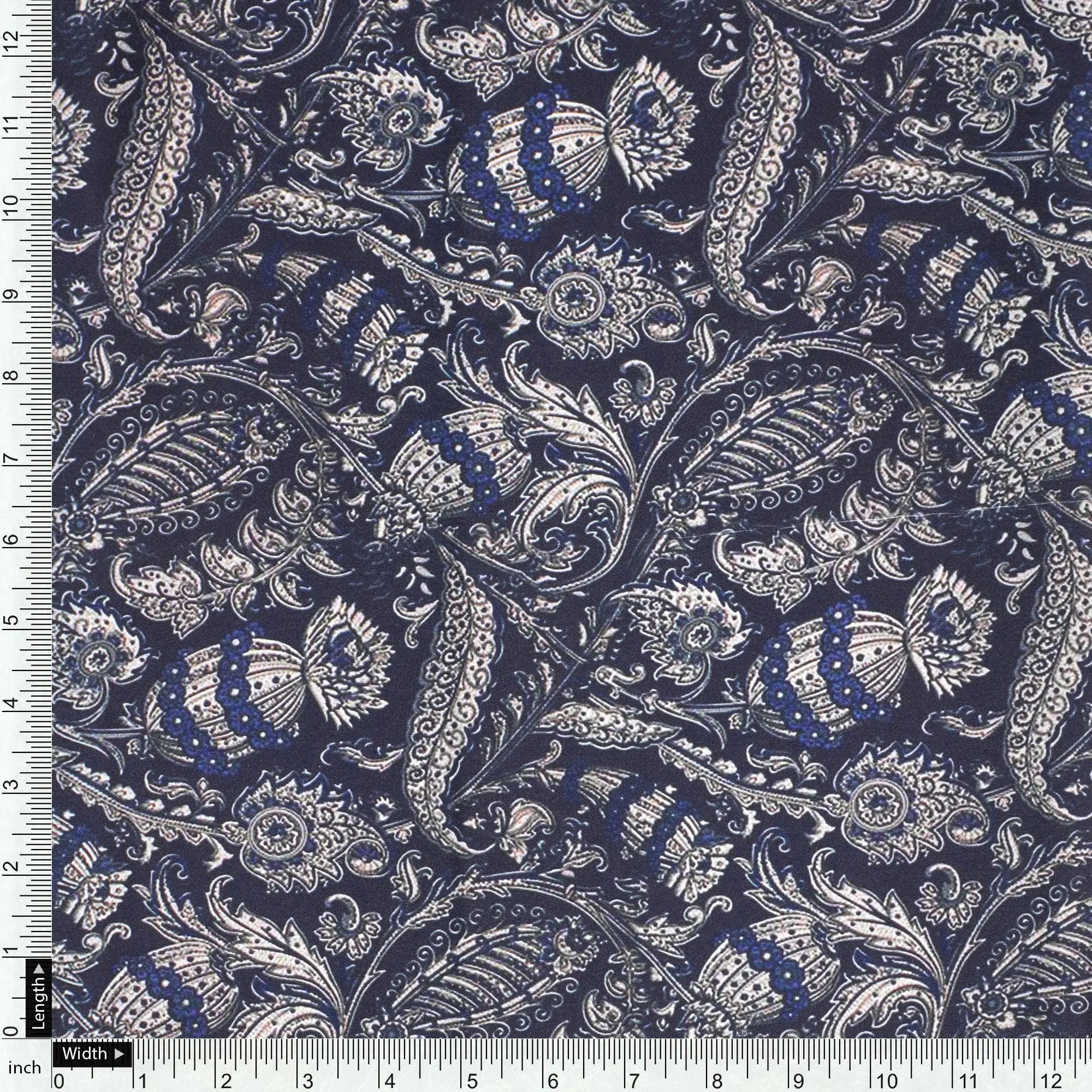 Brown Paisley Seamless Digital Printed Fabric