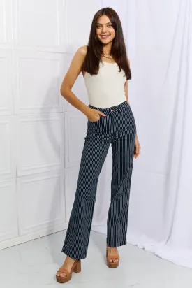 Cassidy High Waisted Tummy Control Striped Straight Denim