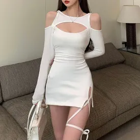 Casual Party Cut Out Slim Sexy Dress Elegant Streetwear