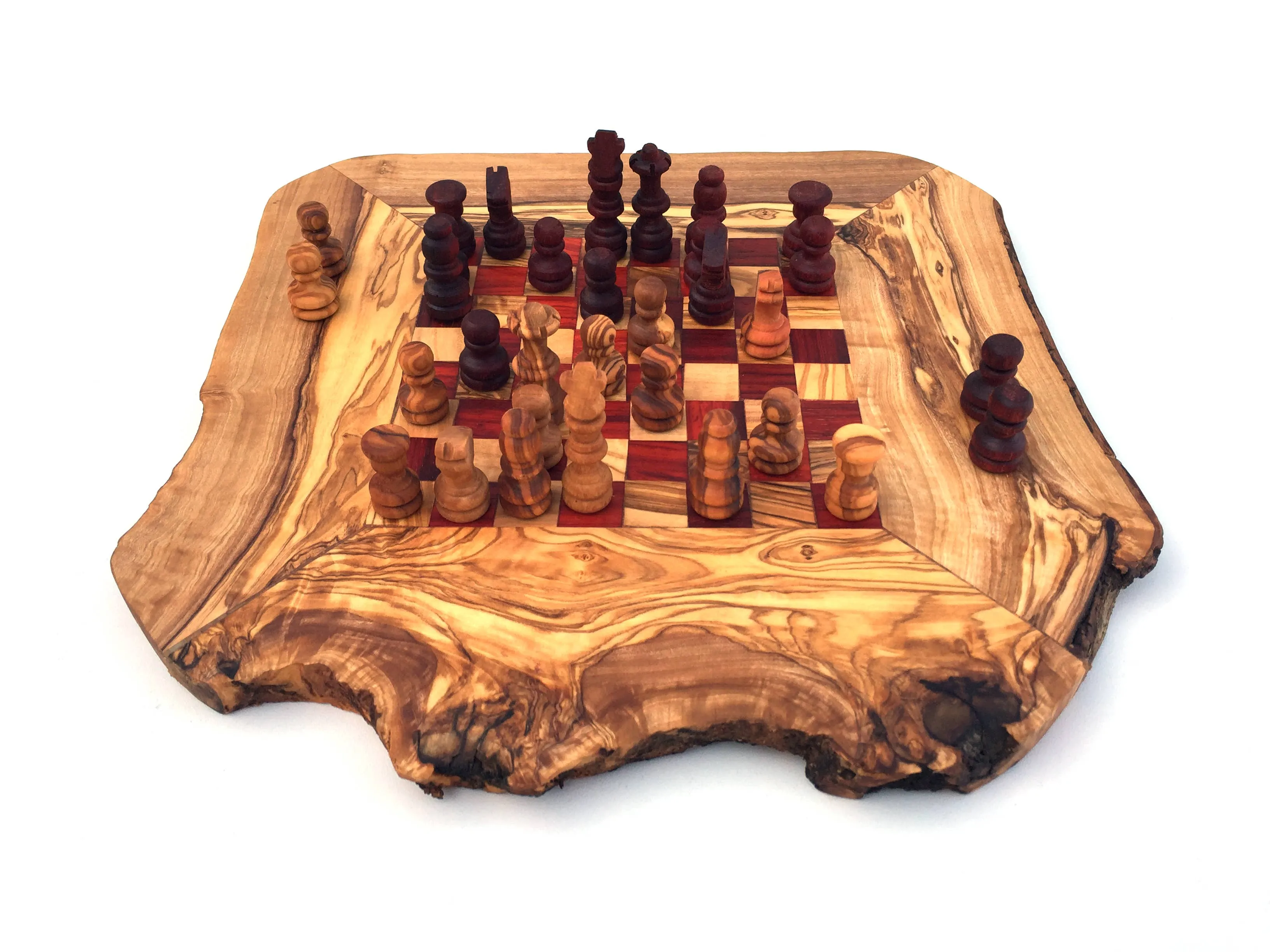 chess set chess board  handmade from olive wood