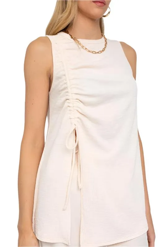Contemporary Sleeveless Ruching Top