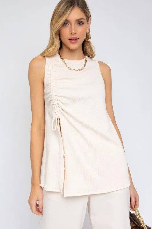Contemporary Sleeveless Ruching Top