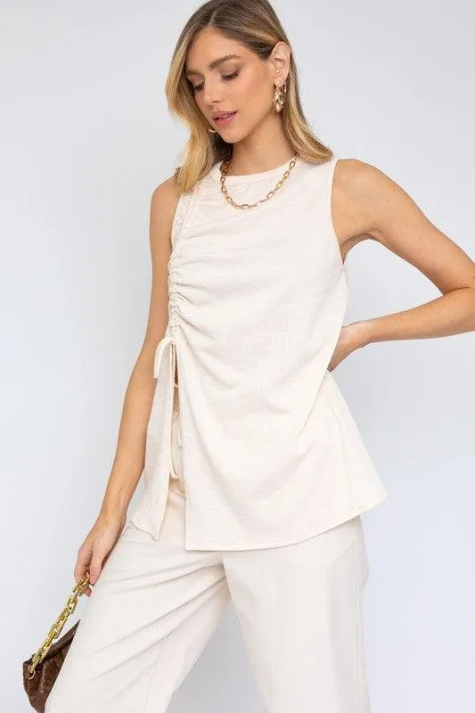 Contemporary Sleeveless Ruching Top