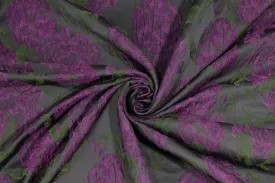 Crushed Floral Brocade - Purple / Green