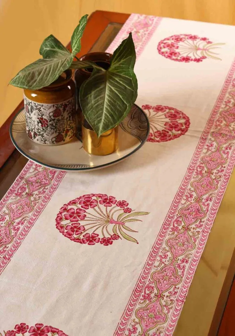 Cushy Florid Hand Block Print Table Runner