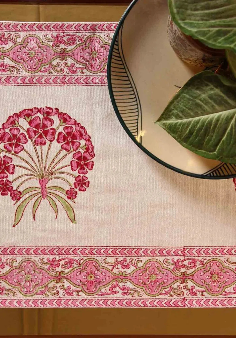 Cushy Florid Hand Block Print Table Runner