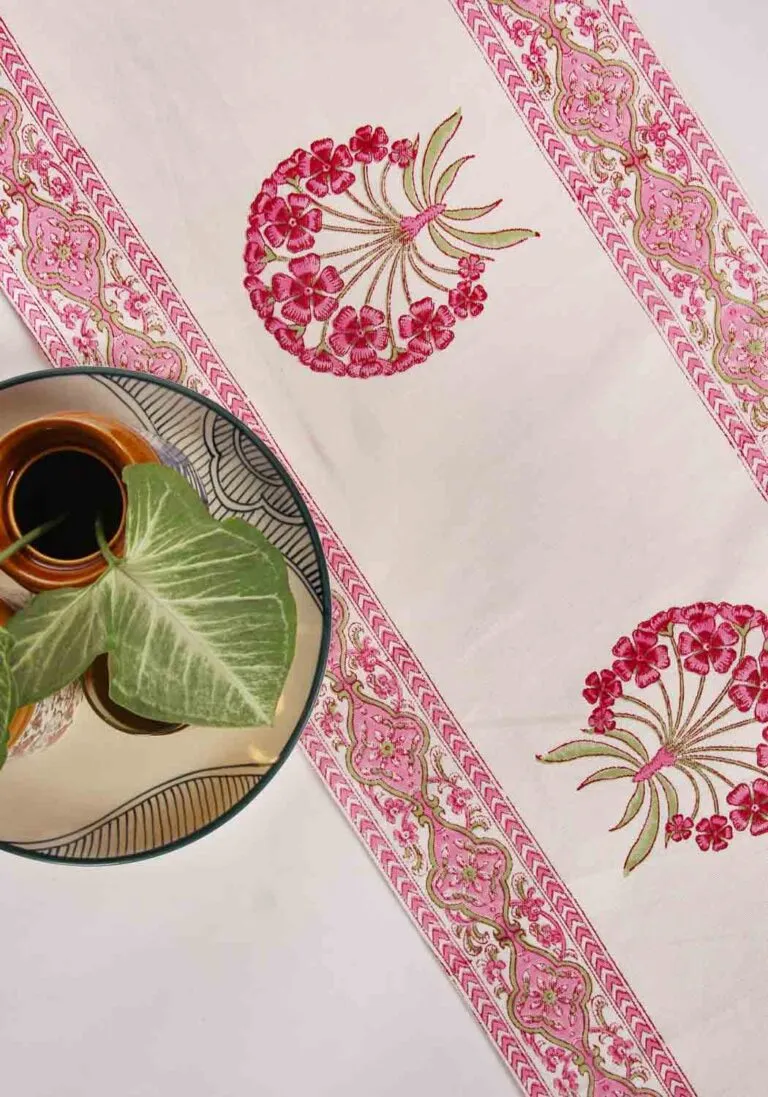 Cushy Florid Hand Block Print Table Runner