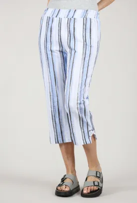 Distressed Stripe Capri Pant, Aster/White