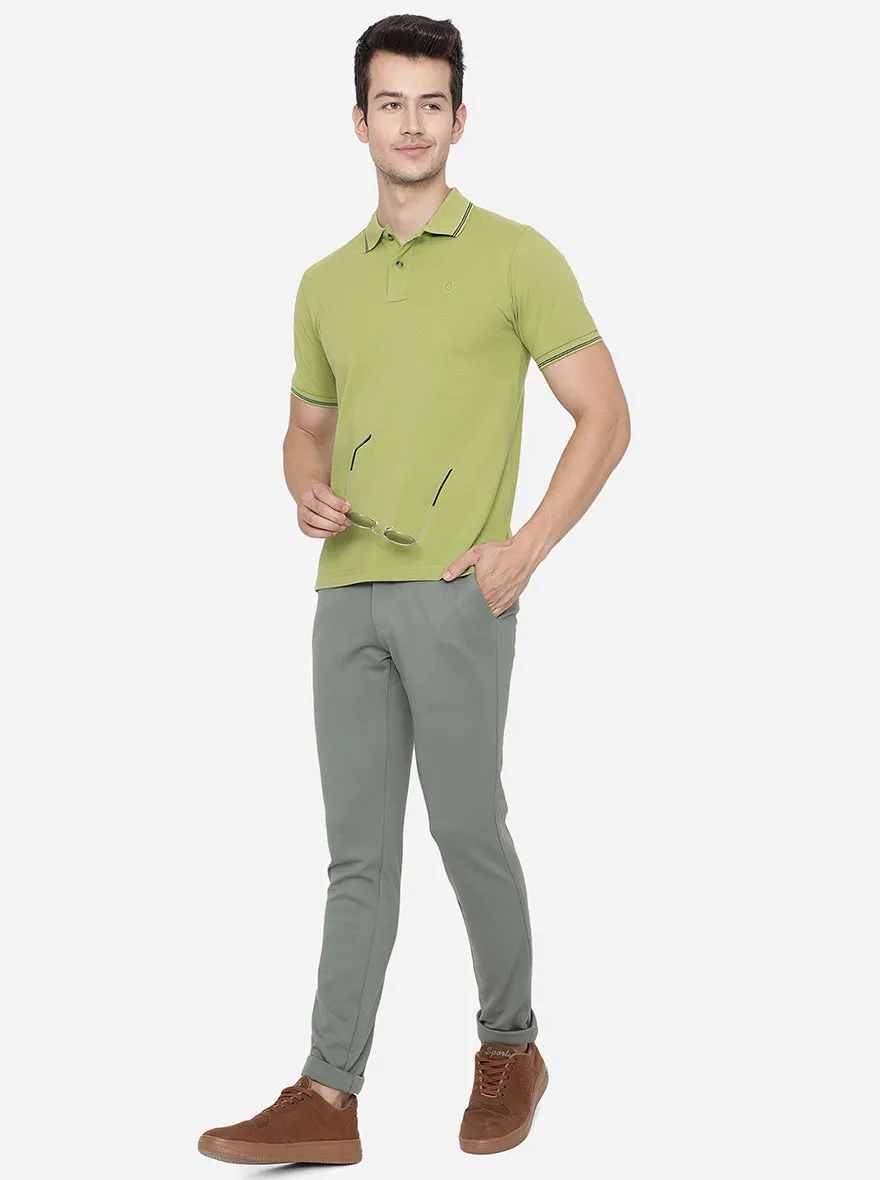 Duck Green Solid Venice Fit Casual Trouser | JadeBlue