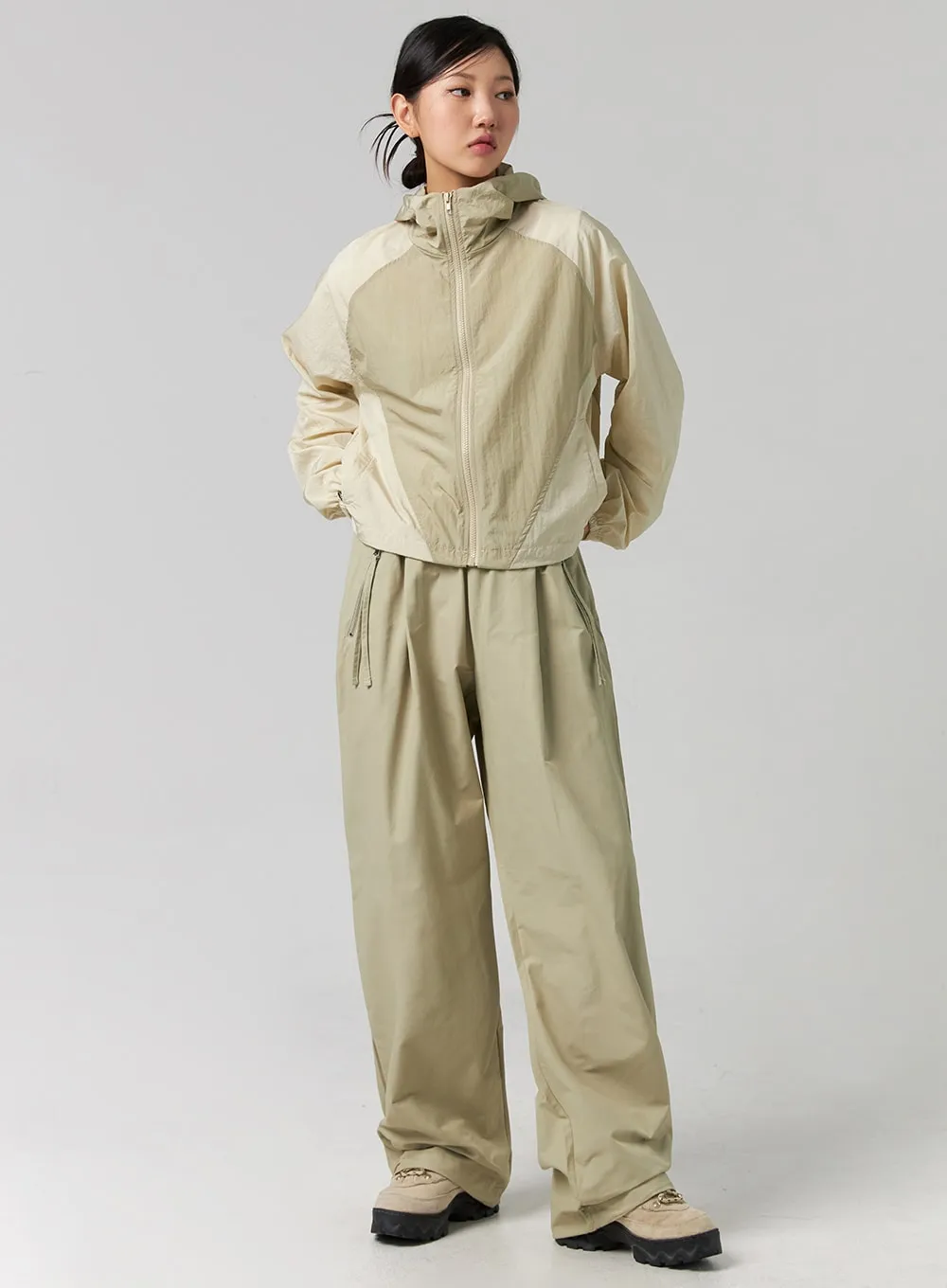 Elastic Waist Nylon Wide-Leg Pants CG329