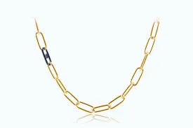 Electro Signature Chain Necklace Gold Metal Gray