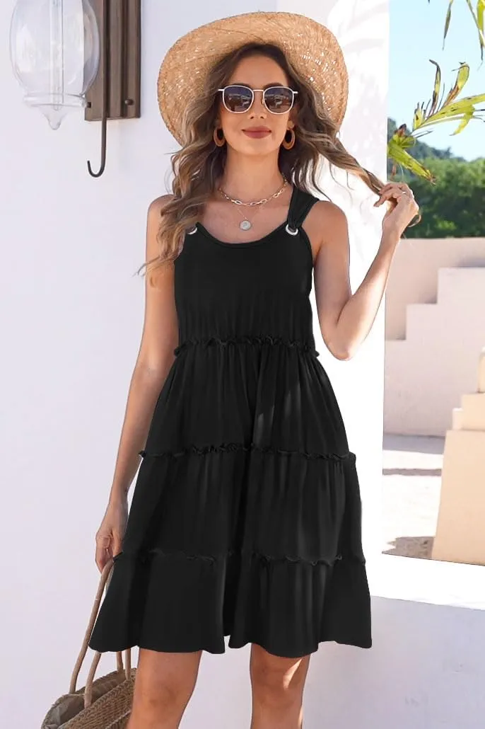 ETCYY Sundresses for Women 2025 Vacation Swimsuit Cover Ups Boho Floral Beach Dress T-Shirts Tank Dresses