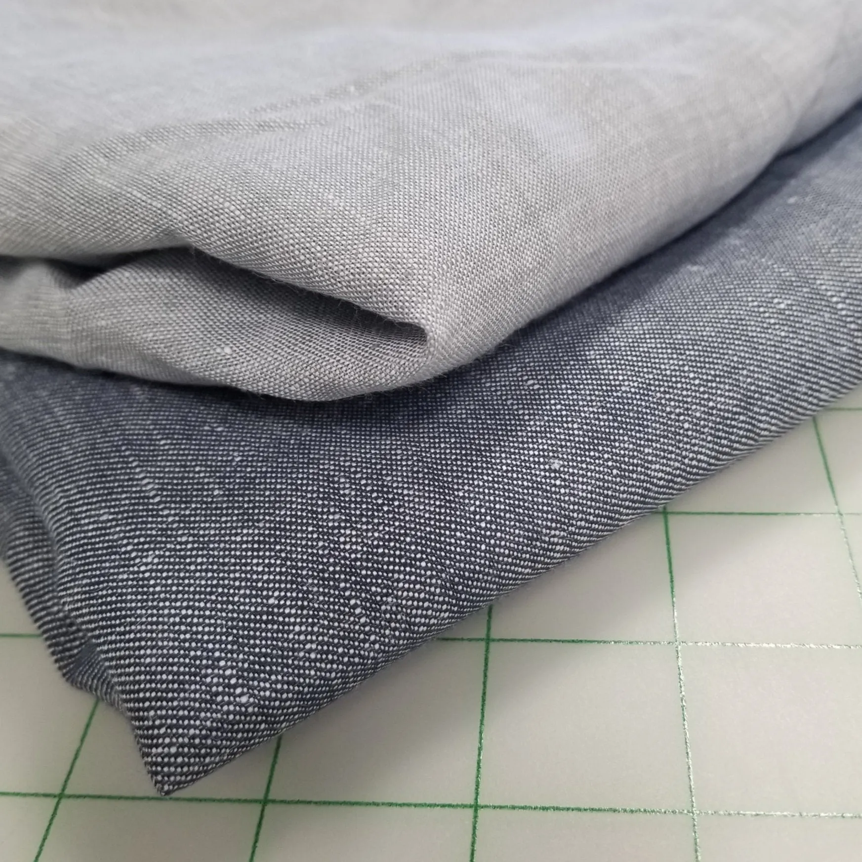 Fabric Swatch of Designer European Deadstock 100% Linen Chambray Denim Shirting Woven-Swatch