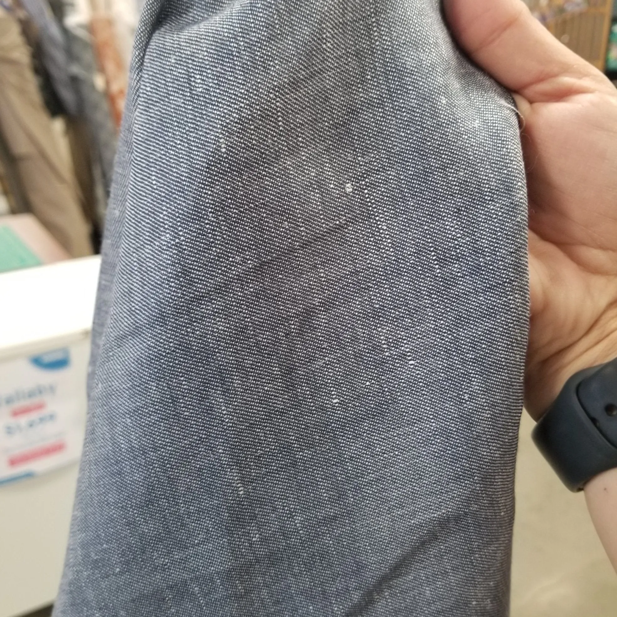 Fabric Swatch of Designer European Deadstock 100% Linen Chambray Denim Shirting Woven-Swatch