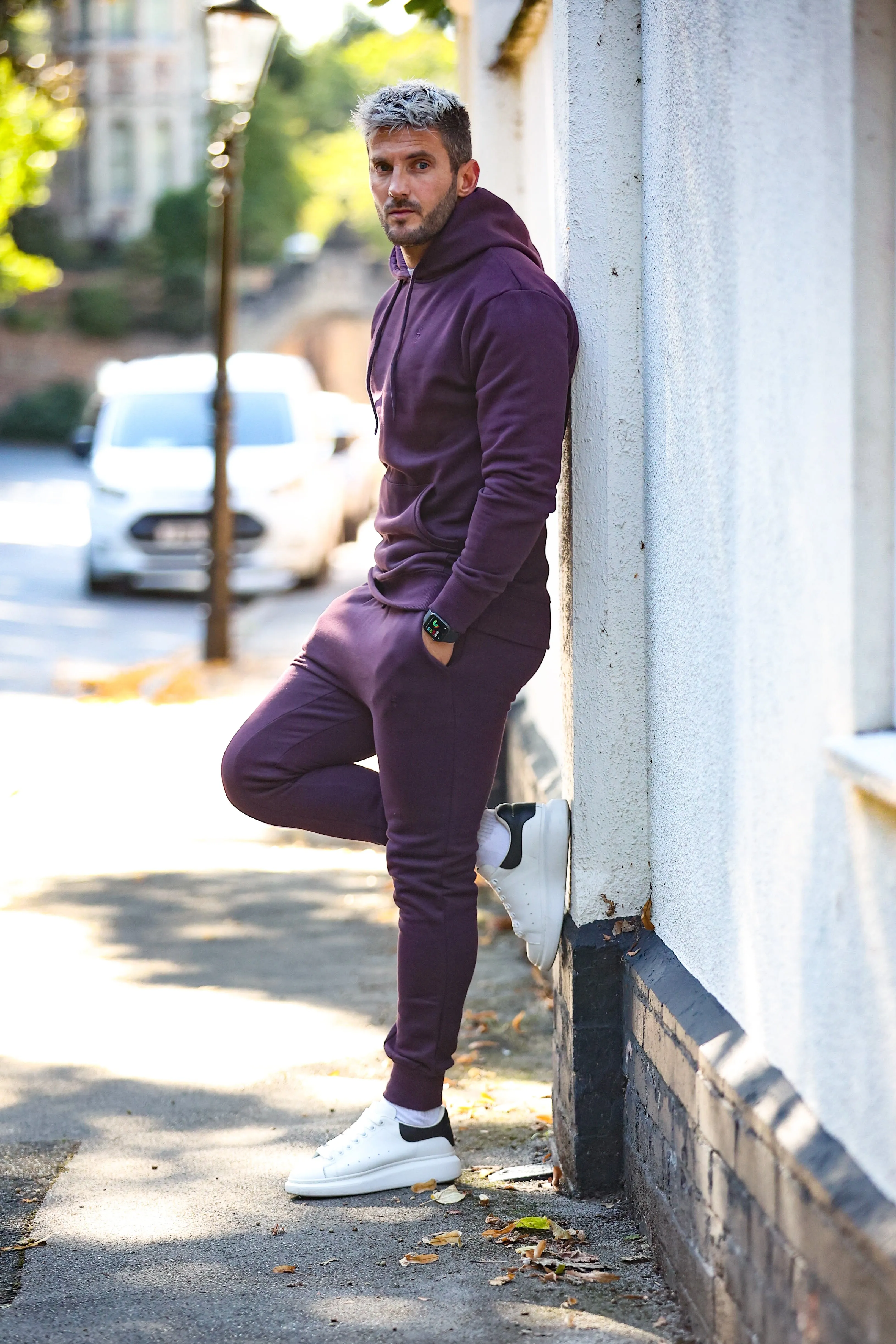Father Sons Plum Raglan Tracksuit Sweat Pants with FS Embroidery - FSH704