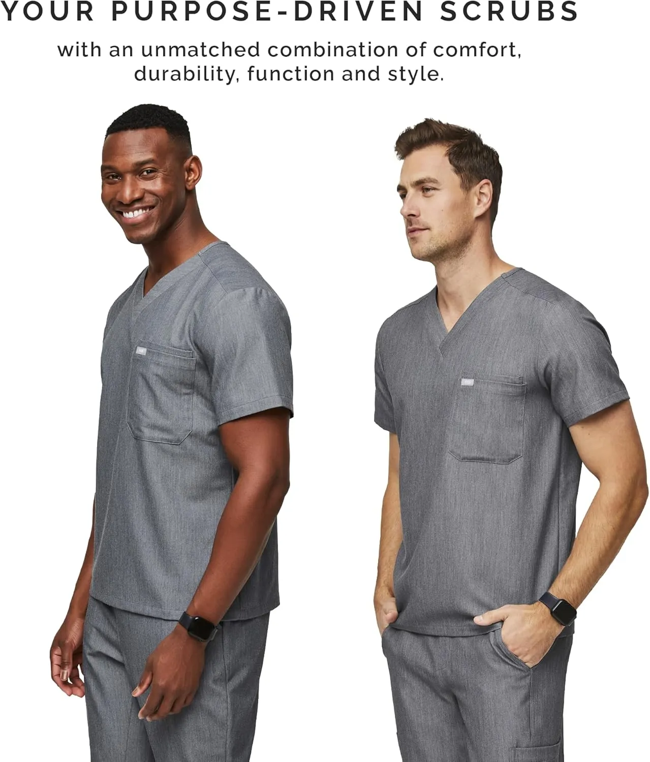 FIGS Leon Scrub Top for Men  3 Pockets, Tailored Fit, Modern V-Neck, 4-Way Stretch, Moisture-Wicking