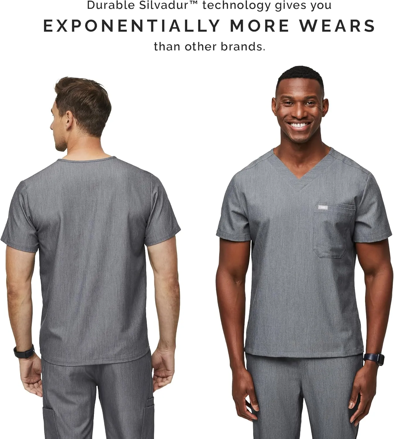 FIGS Leon Scrub Top for Men  3 Pockets, Tailored Fit, Modern V-Neck, 4-Way Stretch, Moisture-Wicking