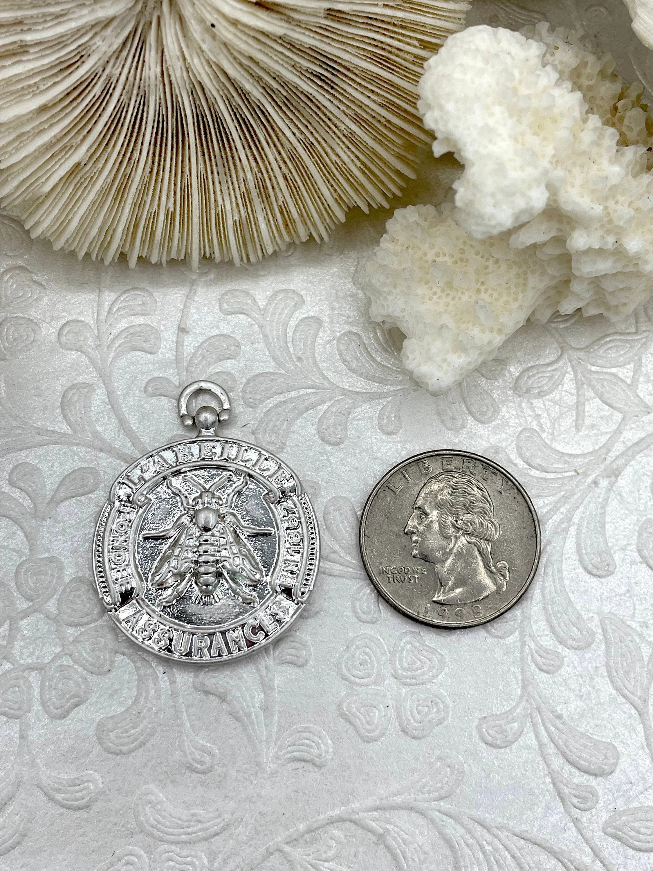 French Bee Coin Pendant, Assurance l'Abeille Medal W/Bail Founded 1857 30 mm, Replica Medals Assurance l'Abeille Medal with bail Fast Ship