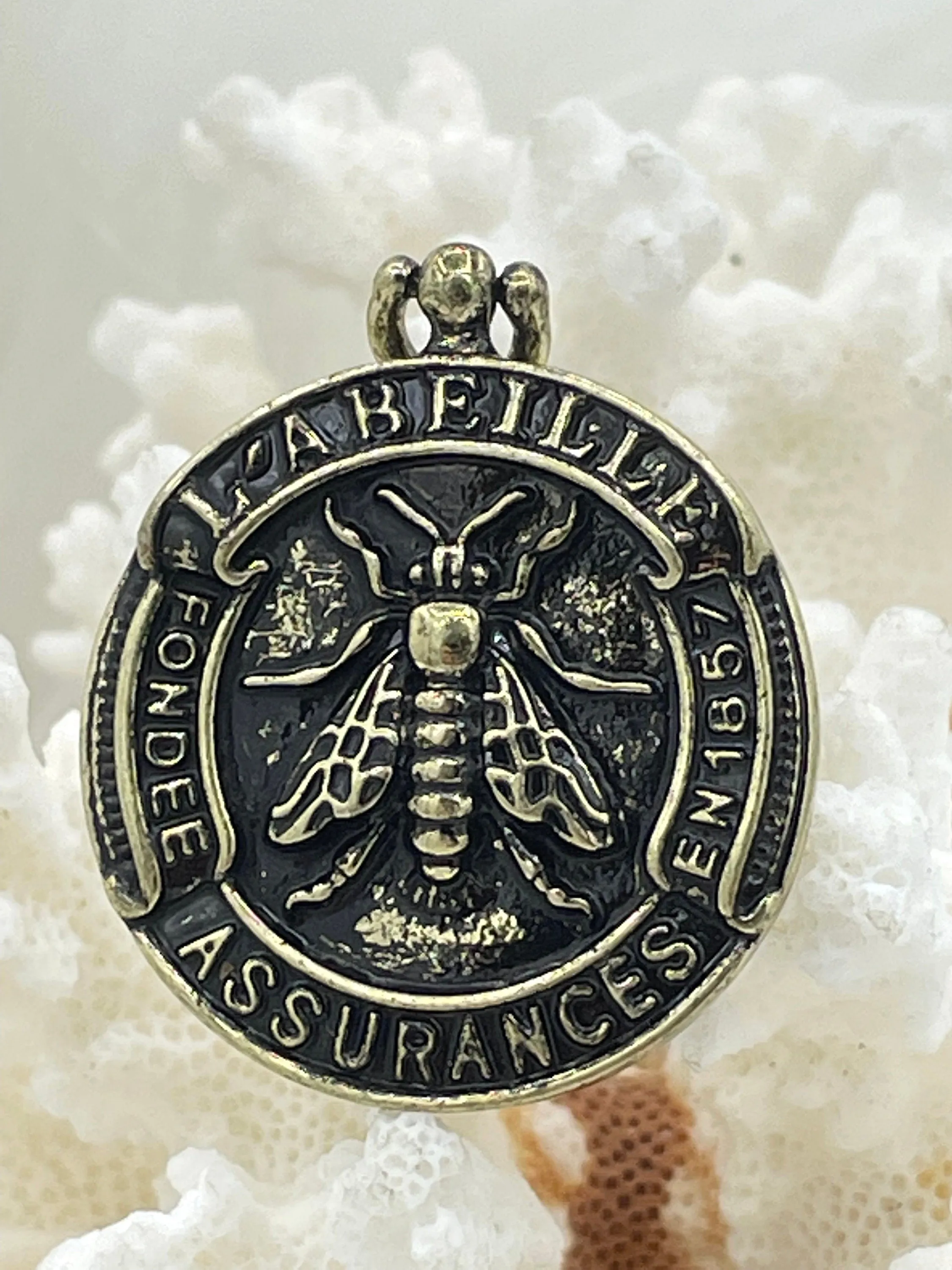 French Bee Coin Pendant, Assurance l'Abeille Medal W/Bail Founded 1857 30 mm, Replica Medals Assurance l'Abeille Medal with bail Fast Ship