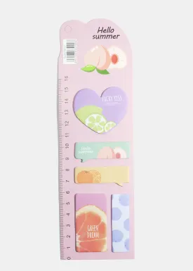 Fruit Print Index Sticky Notes & Ruler