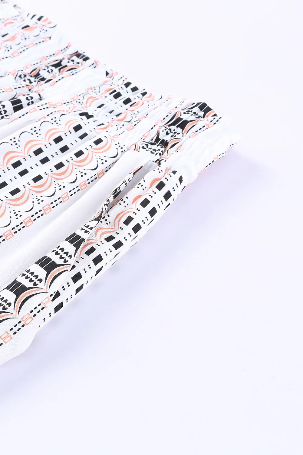 Geometric Pattern Print Shirred Wide Leg Pants
