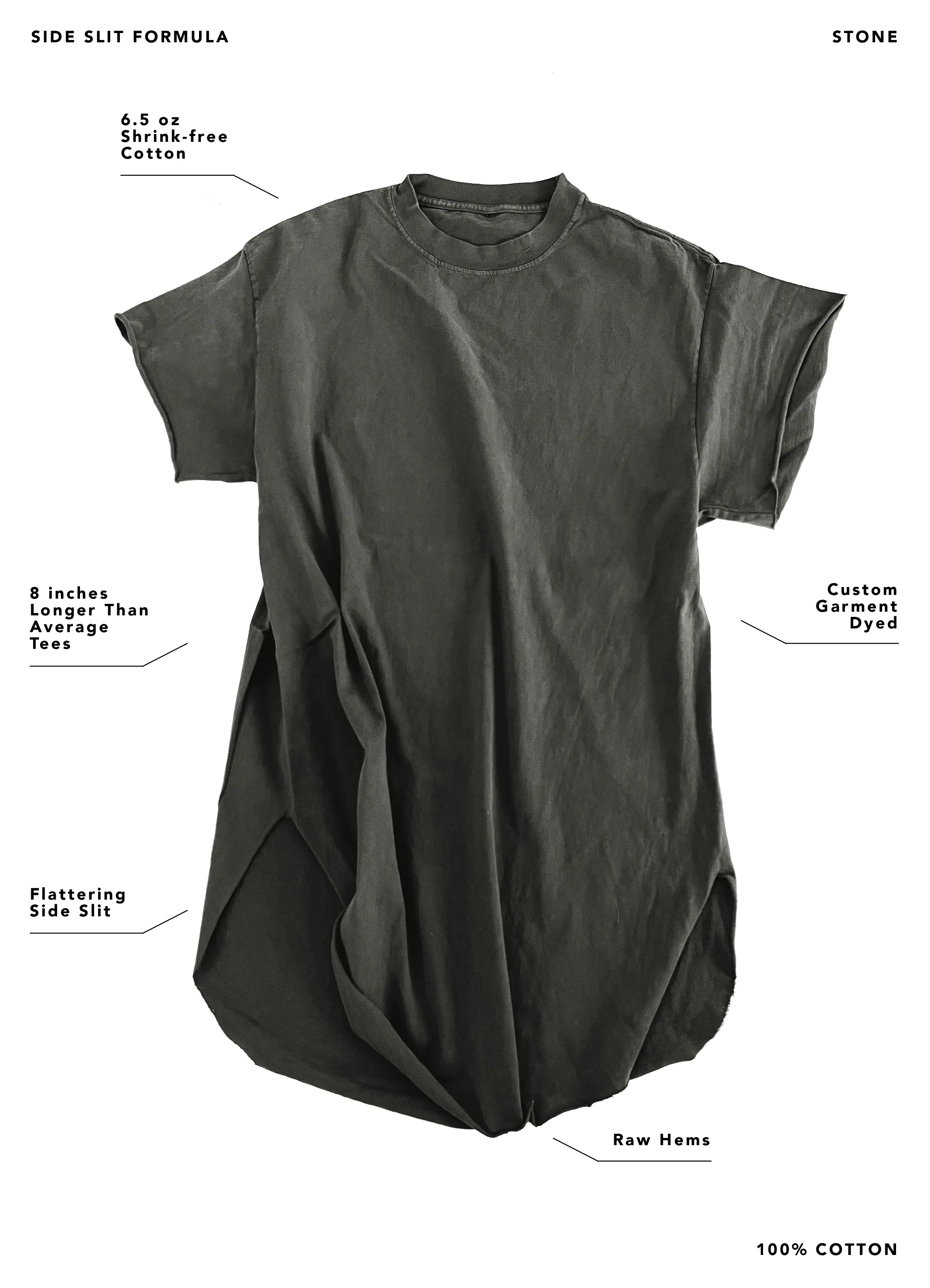 GO WITH THE FLOW (SKELETON) SIDE SLIT TEE