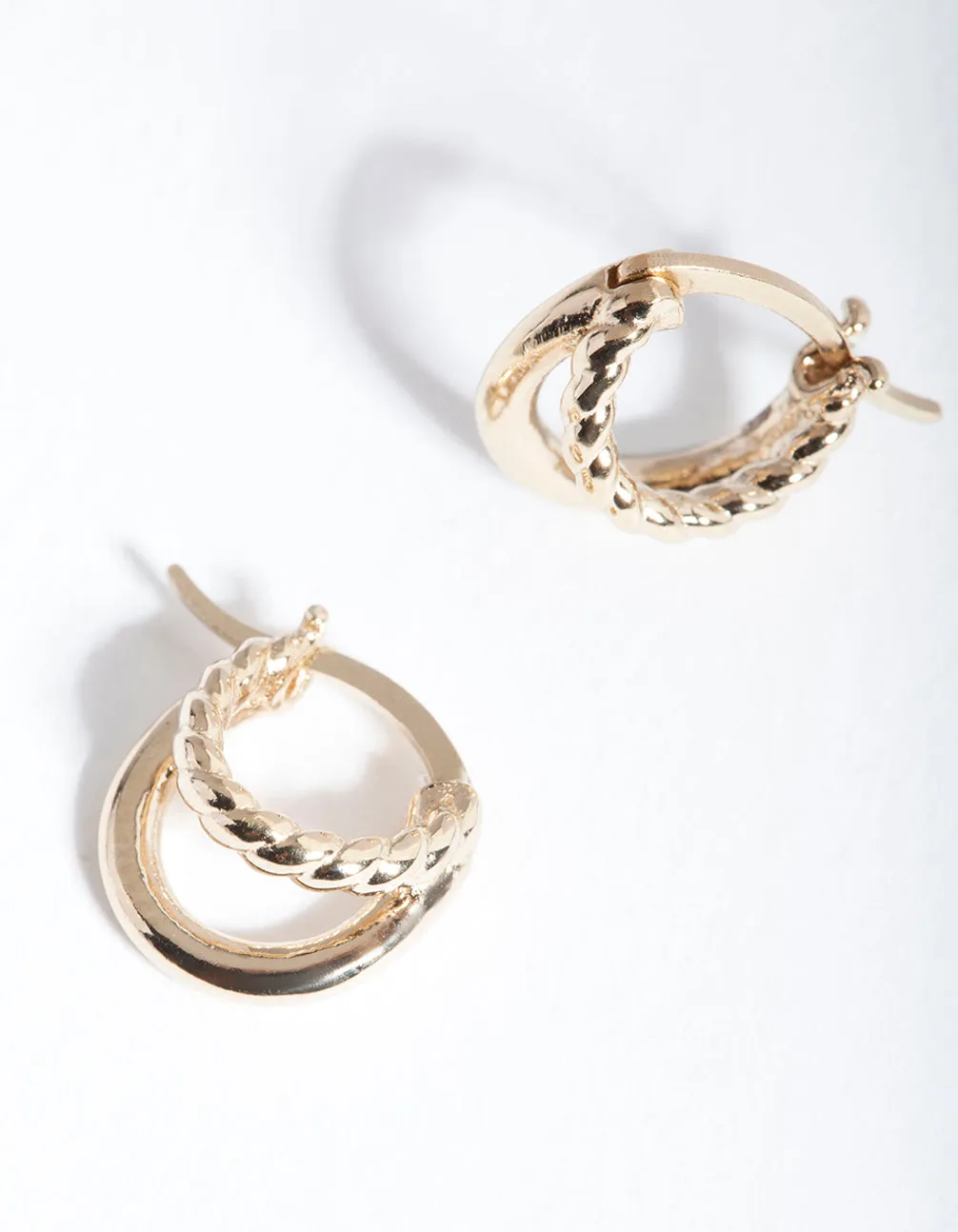 Gold Plated Sterling Silver Twisted Double Hoop Earrings