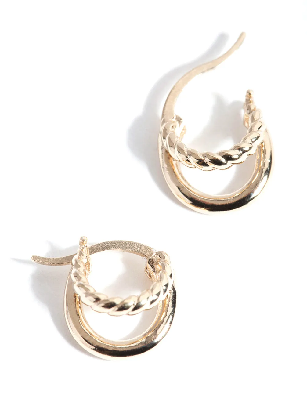 Gold Plated Sterling Silver Twisted Double Hoop Earrings