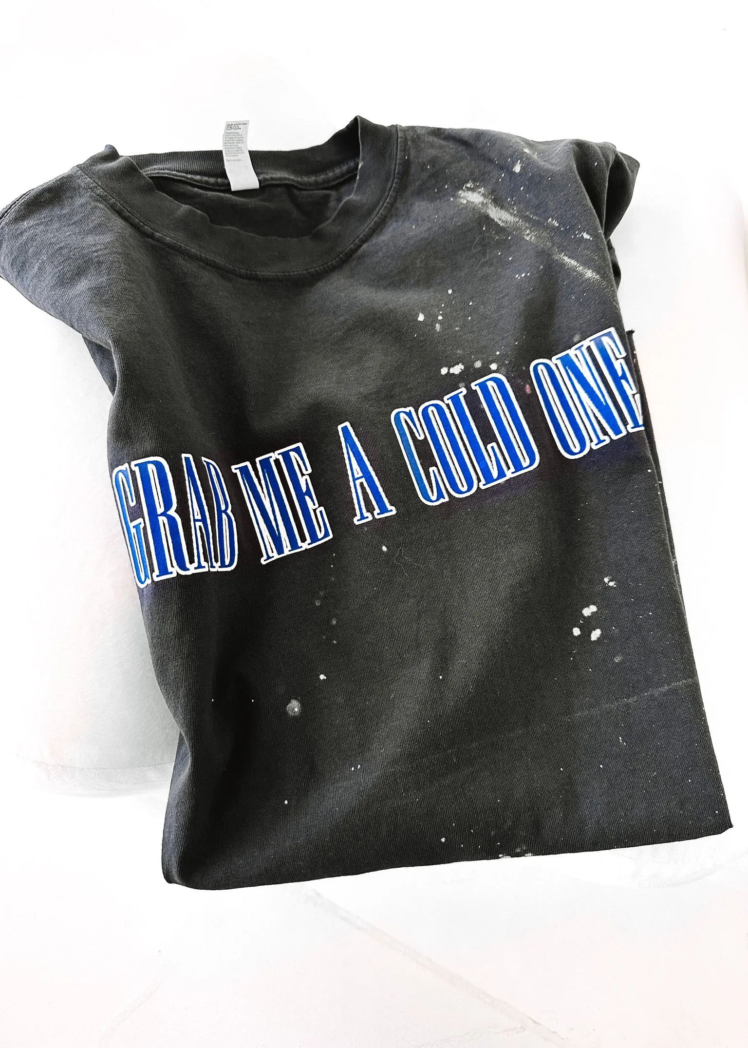 GRAB ME A COLD ONE BLEACHED OUT SIDE SLIT TEE