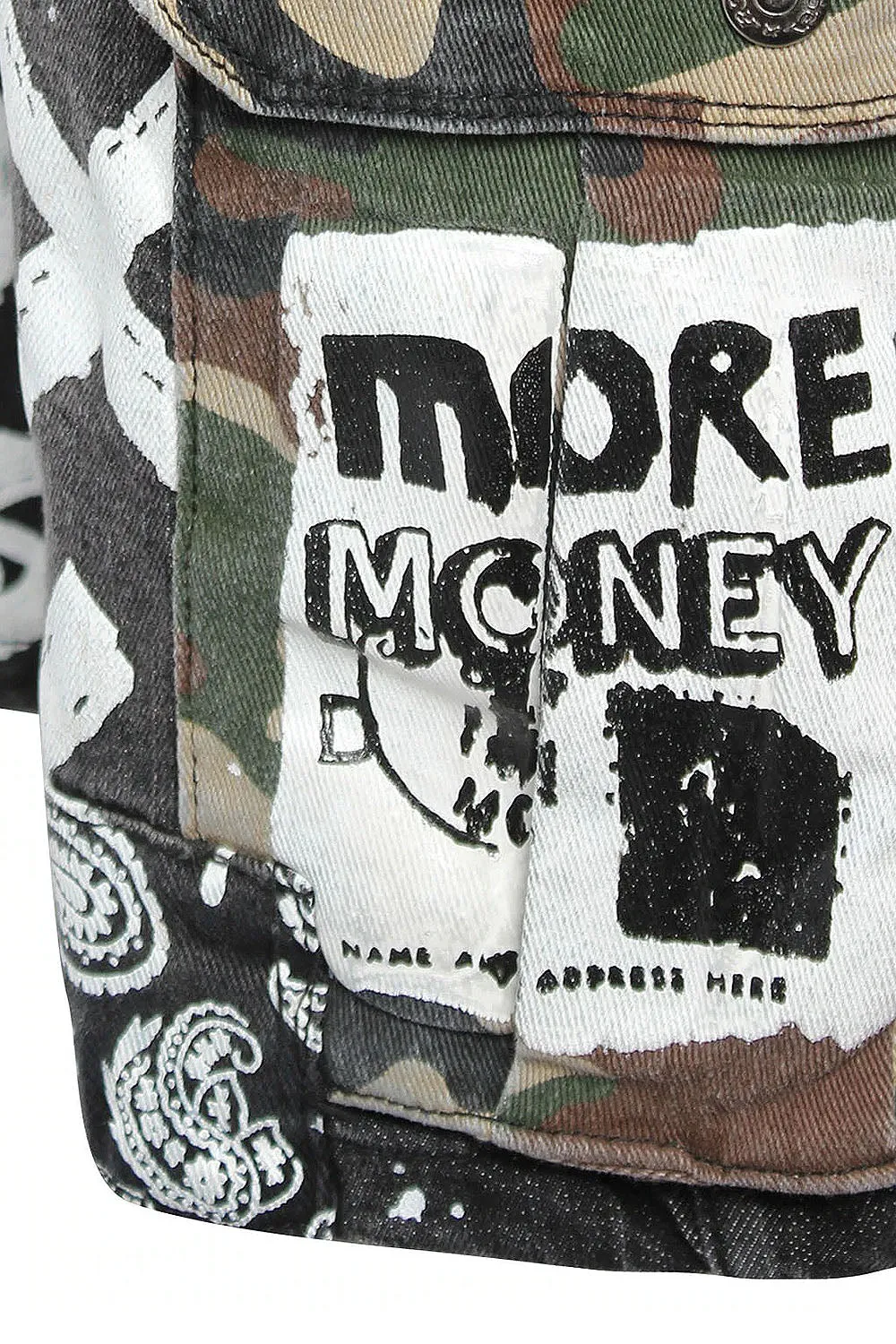 Graffiti Mixed Camo Cargo Denim Shorts