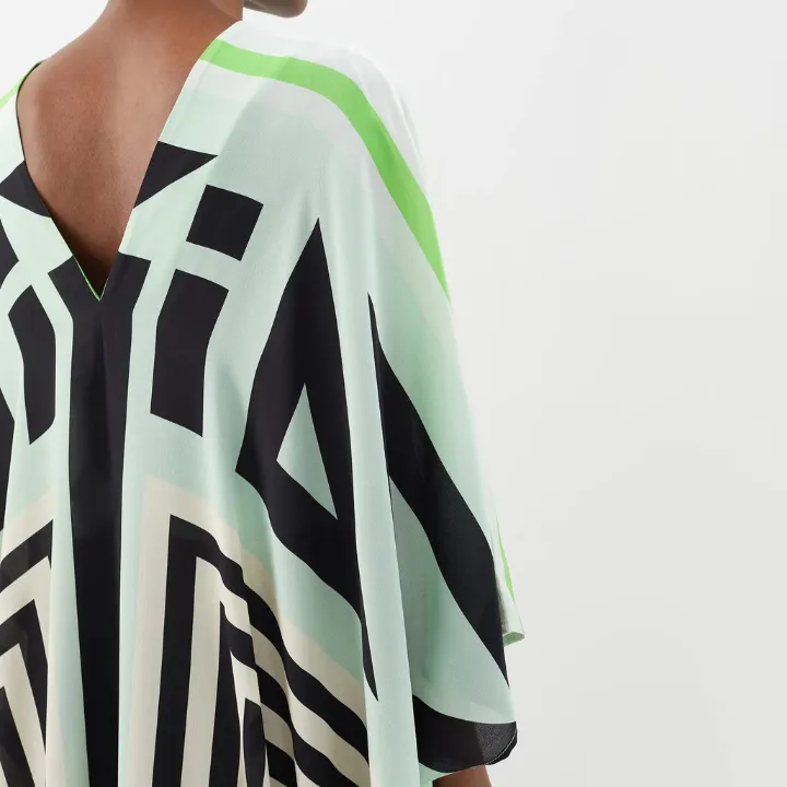 Green Enigma Belt Style Full Kaftan J5896