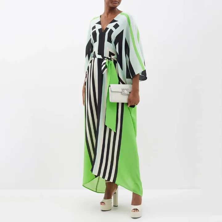 Green Enigma Belt Style Full Kaftan J5896