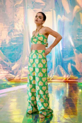Green Ring Bralette & Pants Set In Blinding Hearts