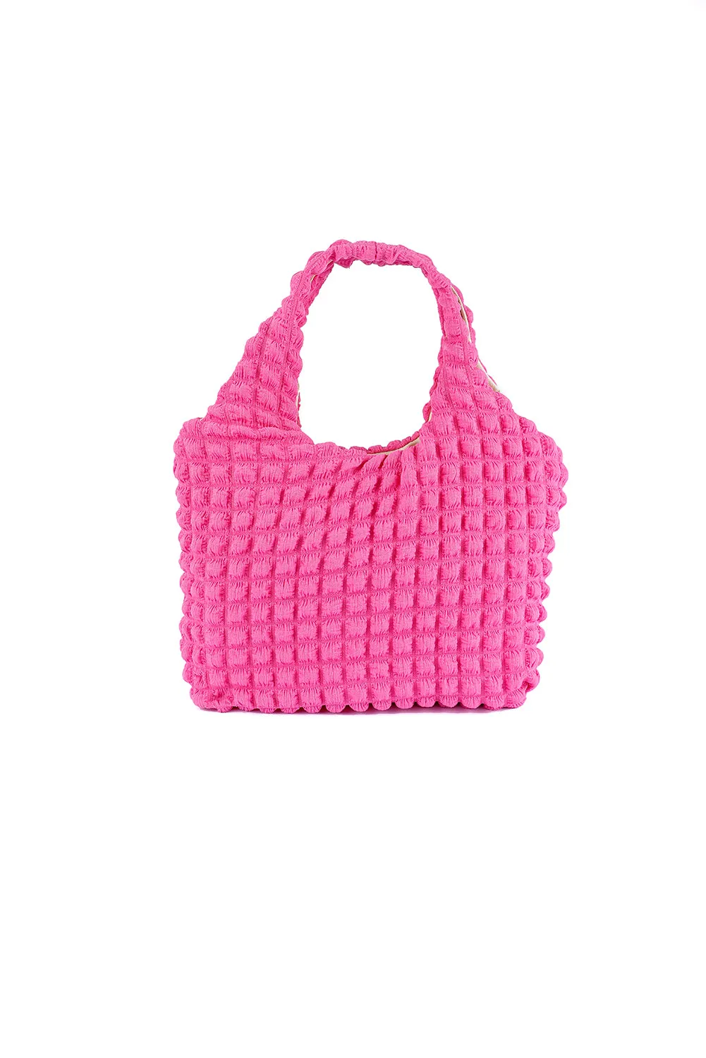Green Textured Pleated Bubble Shoulder Bag