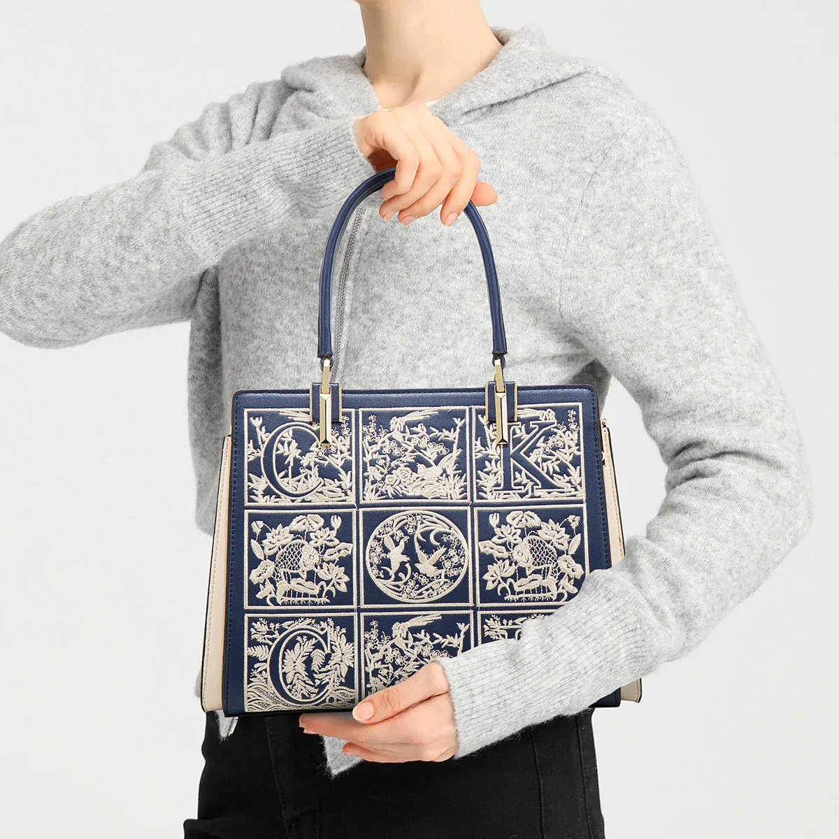 Medium-Sized Havilah Embroidery-Designed Fashionable Tote Bag