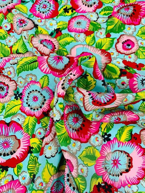'Hawaiian Punch' Floral Printed Silk Georgette - Multicolor