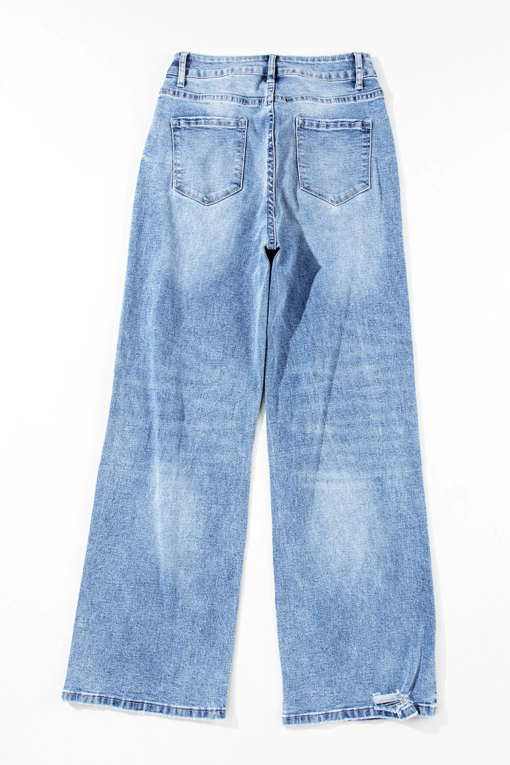High Rise Distressed Straight Leg Jeans