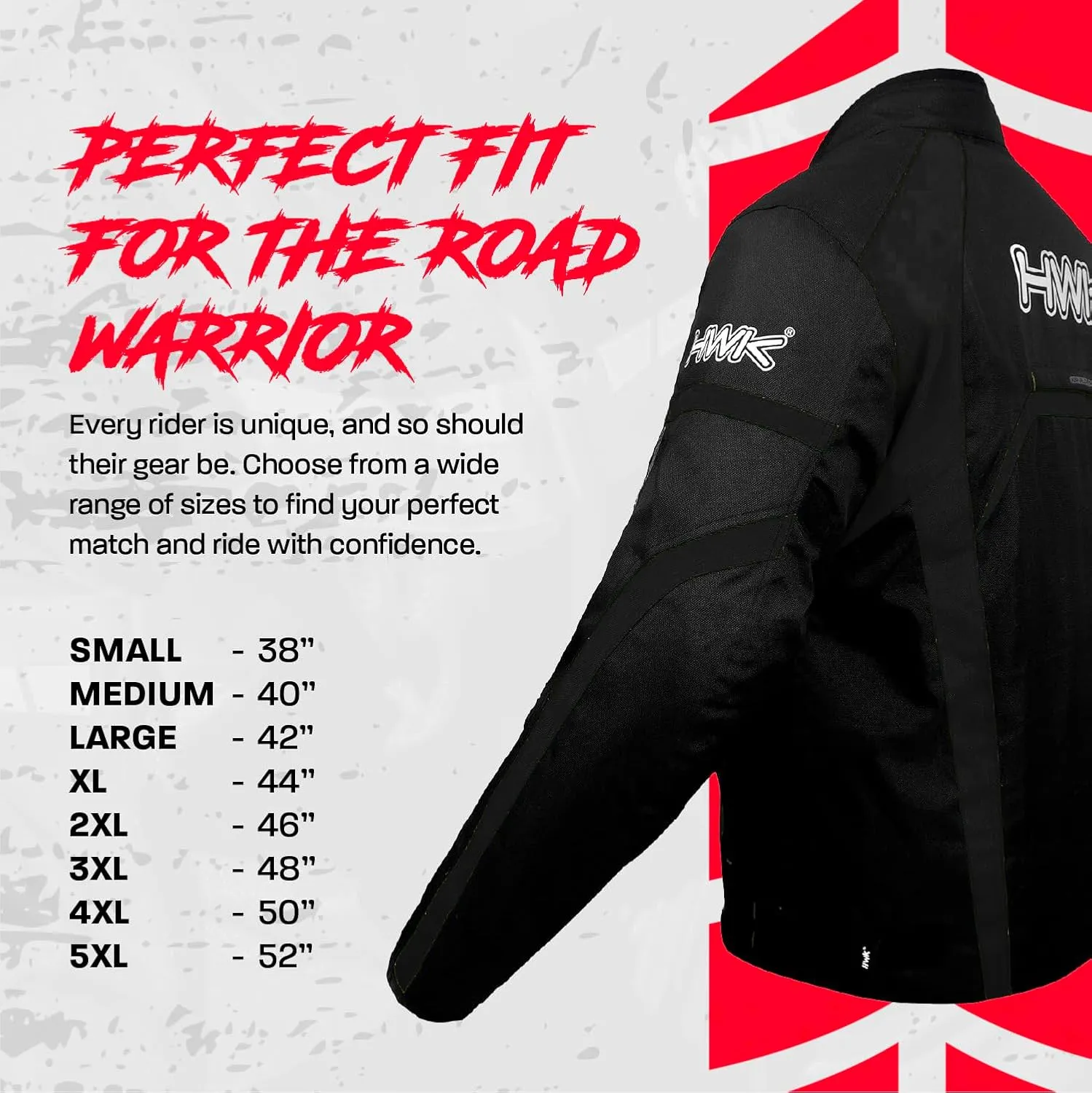 HWK Waterproof Motorcycle Jacket for Men & Women with CE Armor - High Visibility Motorcycle Jacket with Adjustable Polyester Gear for Dirt Bike Enduro Racing, All-Black, M