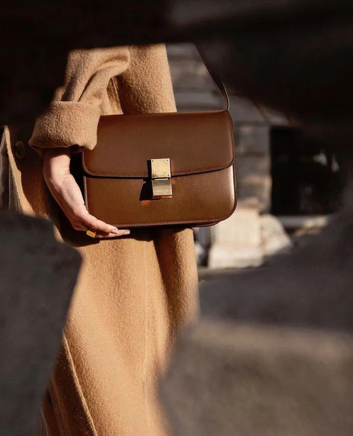 Italian Calfskin Leather Bag Designer Bag Italian Leather Box Bag, Classic Crossbody Bag, Shoulder Bag, Minimalist Genuine Leather Purse