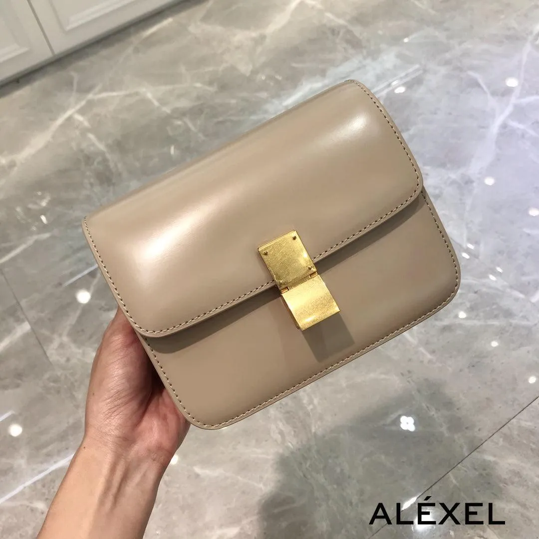 Italian Calfskin Leather Bag Designer Bag Italian Leather Box Bag, Classic Crossbody Bag, Shoulder Bag, Minimalist Genuine Leather Purse