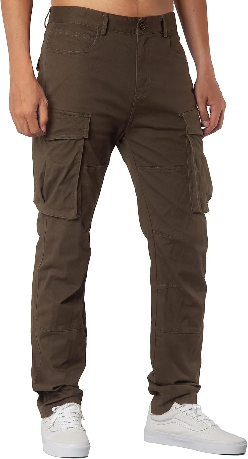 ITALYMORN Black Cargo Pants for Men Slim fit Khaki Work Pants with Pockets