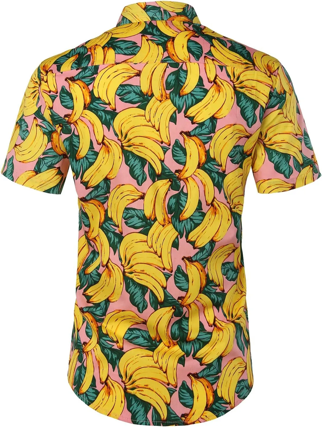 JOGAL Men's Cotton Button Down Short Sleeve Hawaiian Shirt