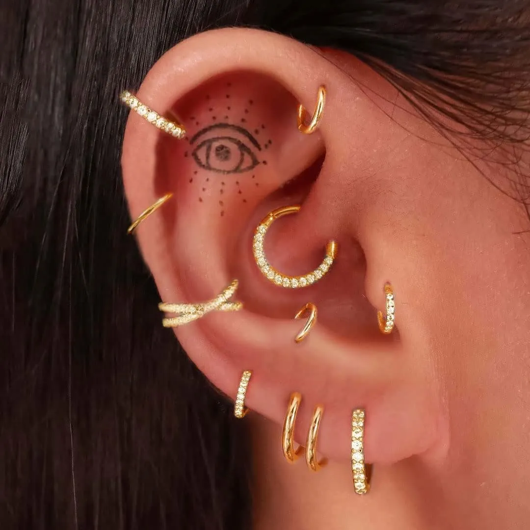 Jstyle 16 Gauge Cartilage Earrings for Women Hypoallergenic Surgical Stainless Steel Earring Sets for Multiple Piercing Daith Conch Tragus Helix Piercing Jewelry