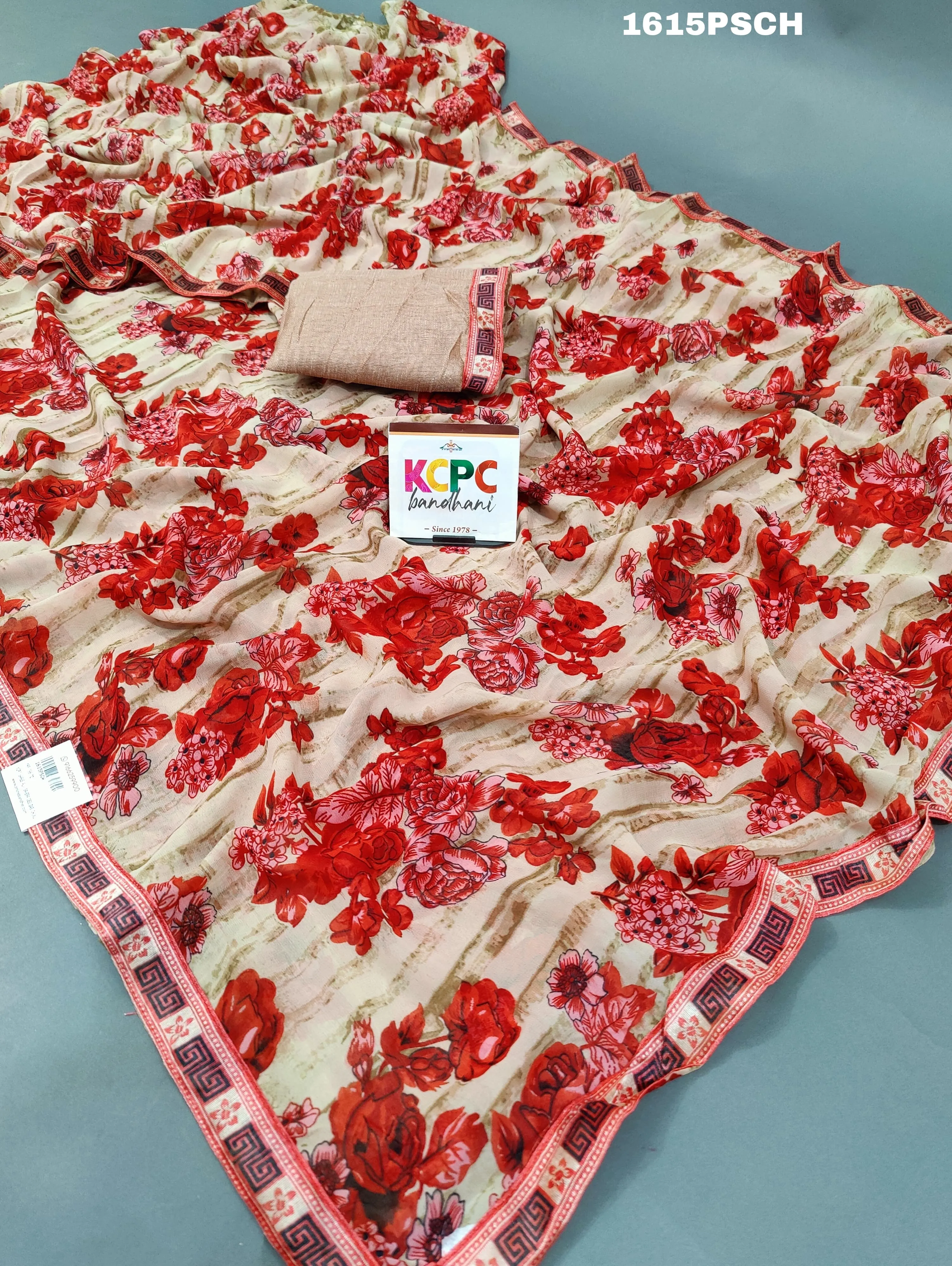 KcPc New Weightless Fabric Flower Braso Border Saree ADI
