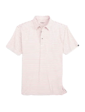 Knox Stripe Perf Polo Red