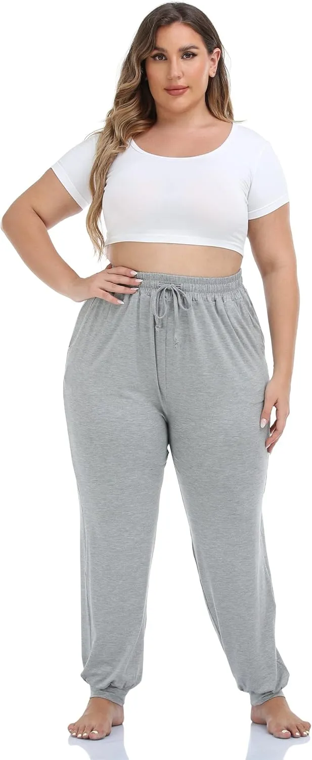 Kotii Women's Plus Size Joggers Plus Size Sweatpants Soft Lounge Pants Pajama Pants Workout Yoga Pants Casual
