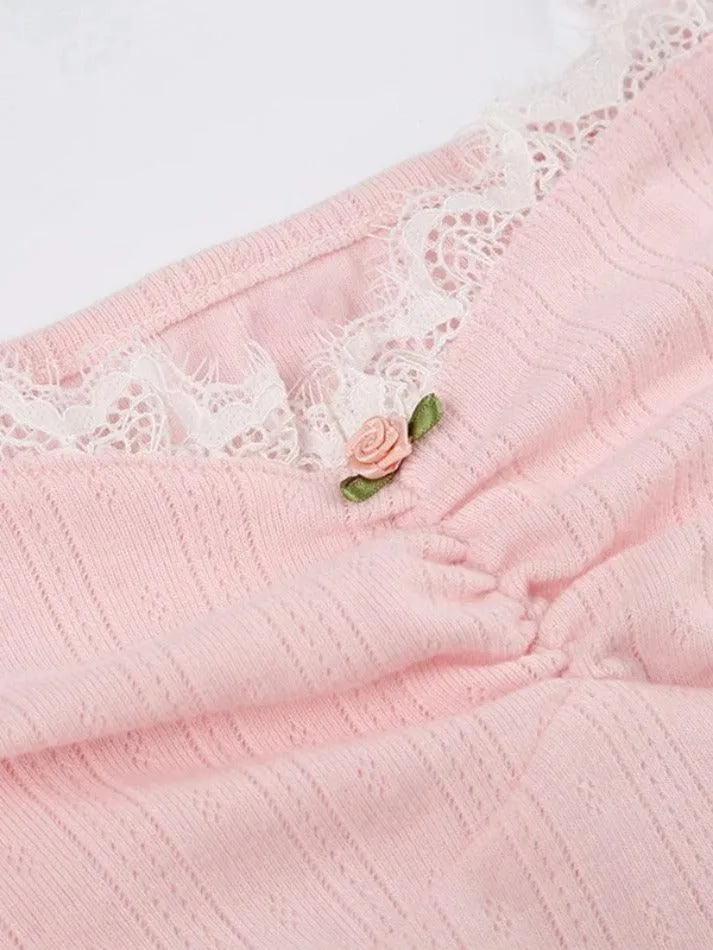 Lace Splice Cami Fungus Long Sleeve Knit