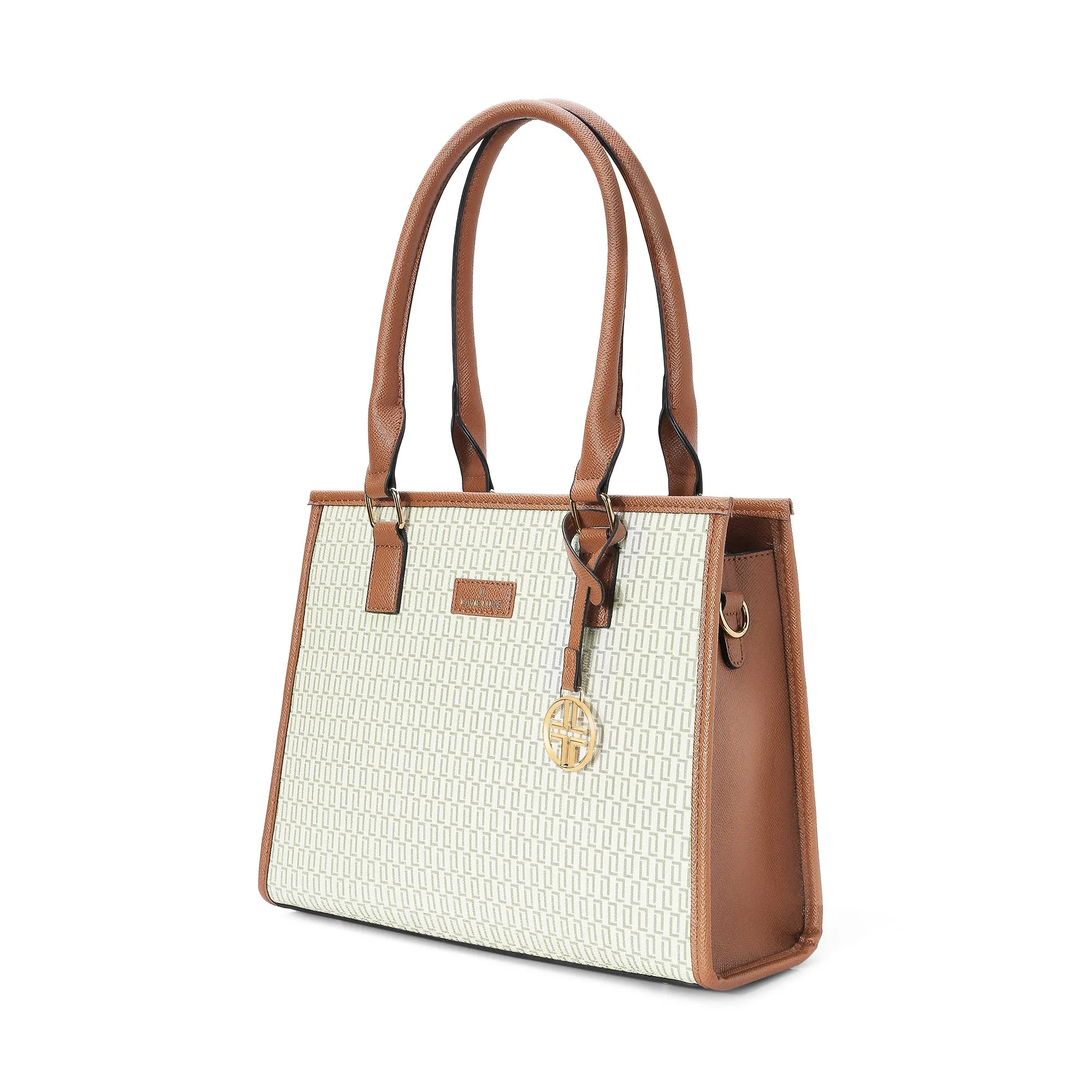 Lavie Luxe Monogram Quad Off White Medium Women's Satchel