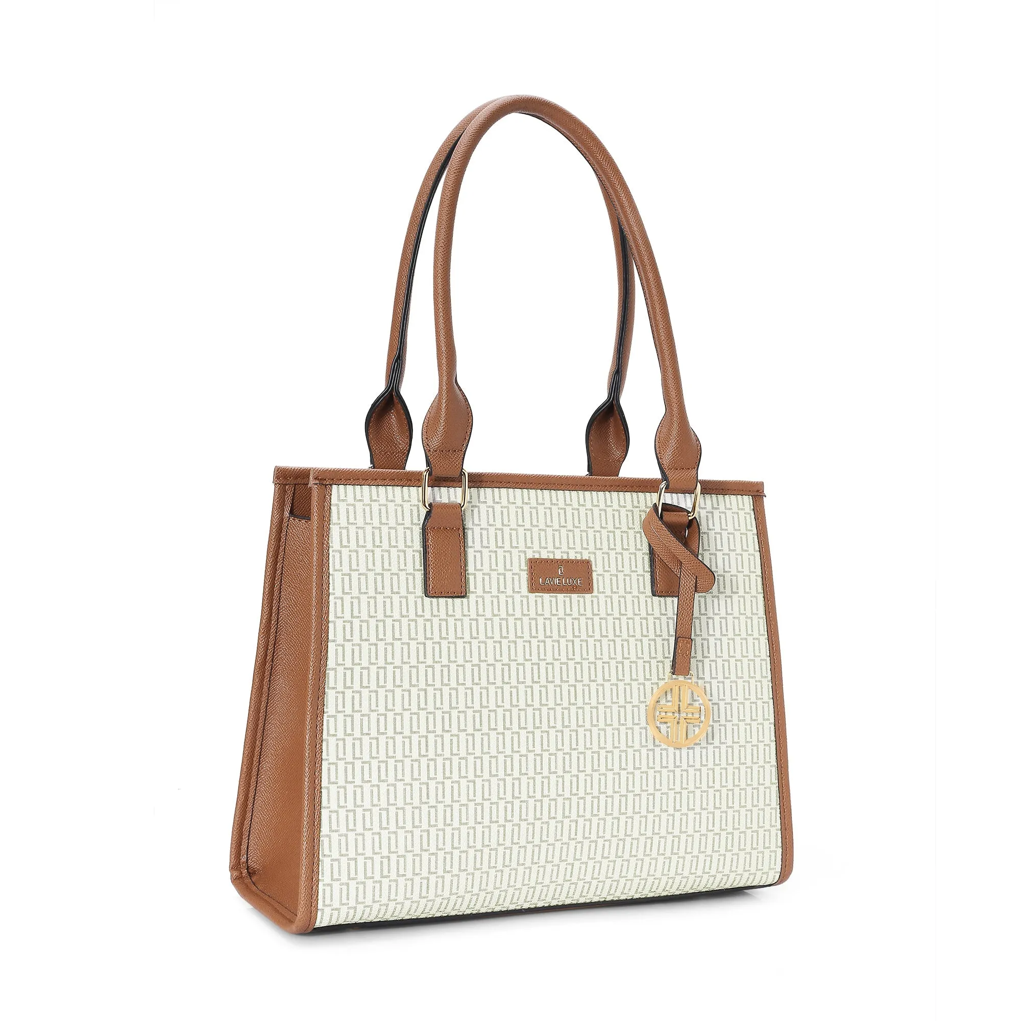 Lavie Luxe Monogram Quad Off White Medium Women's Satchel
